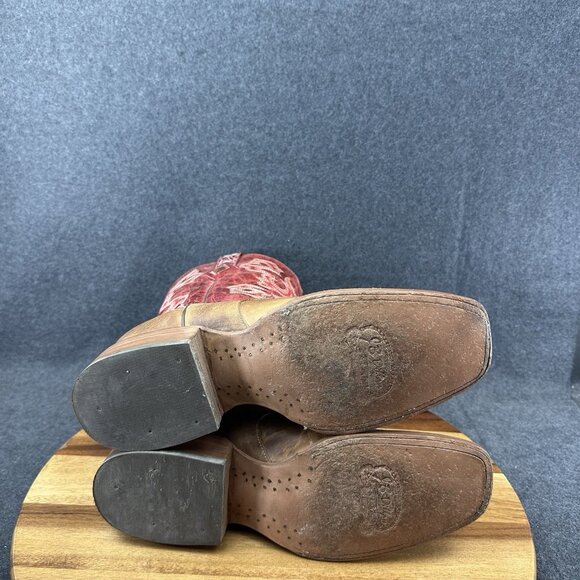 J.B. Dillon Reserve JBR2003D Men’s Size 10D Tan Red Leather Western Cowboy Boot - Picture 7 of 10